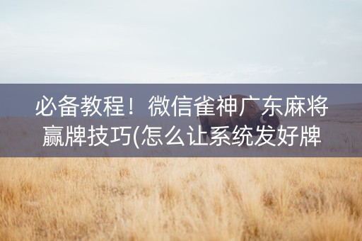 必备教程！微信雀神广东麻将赢牌技巧(怎么让系统发好牌)