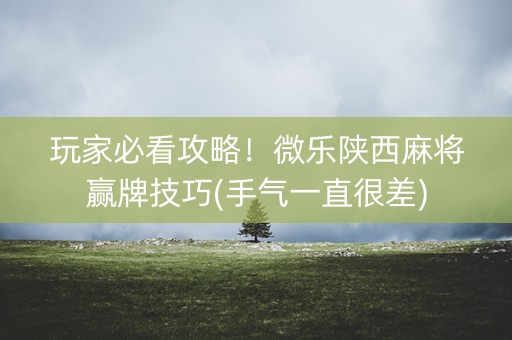 玩家必看攻略！微乐陕西麻将赢牌技巧(手气一直很差)