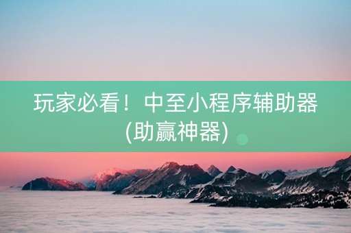 玩家必看！中至小程序辅助器(助赢神器)