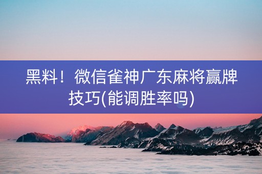 黑料！微信雀神广东麻将赢牌技巧(能调胜率吗)