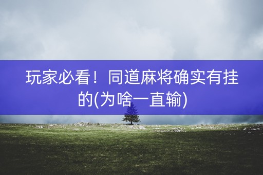 玩家必看！同道麻将确实有挂的(为啥一直输)