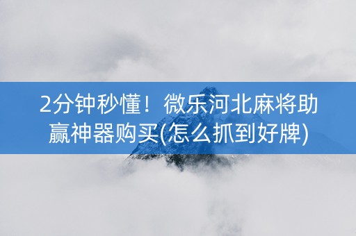 2分钟秒懂！微乐河北麻将助赢神器购买(怎么抓到好牌)