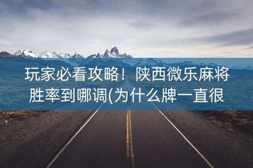 玩家必看攻略！陕西微乐麻将胜率到哪调(为什么牌一直很差)