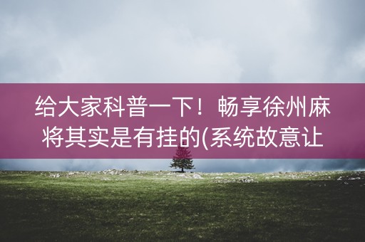 给大家科普一下！畅享徐州麻将其实是有挂的(系统故意让你输)