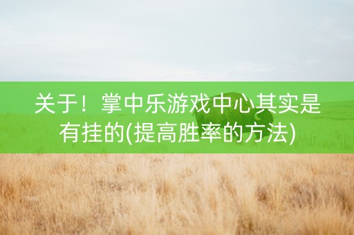 关于！掌中乐游戏中心其实是有挂的(提高胜率的方法)
