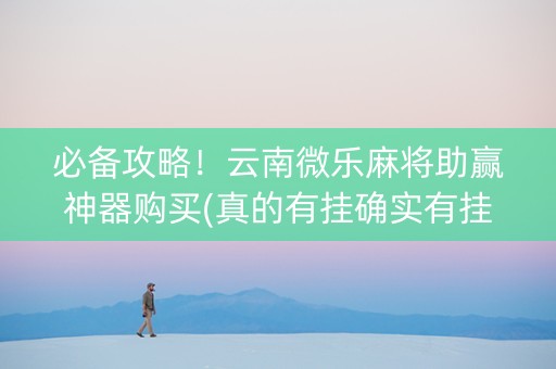必备攻略！云南微乐麻将助赢神器购买(真的有挂确实有挂)