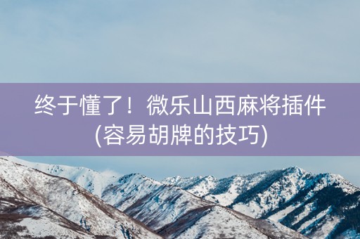 终于懂了！微乐山西麻将插件(容易胡牌的技巧)