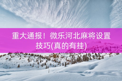 重大通报！微乐河北麻将设置技巧(真的有挂)