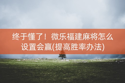 终于懂了！微乐福建麻将怎么设置会赢(提高胜率办法)