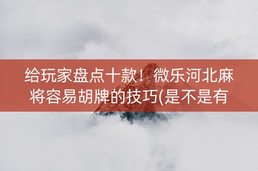 给玩家盘点十款！微乐河北麻将容易胡牌的技巧(是不是有猫腻)