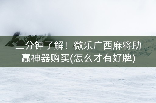 三分钟了解！微乐广西麻将助赢神器购买(怎么才有好牌)
