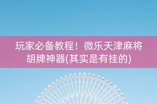 玩家必备教程！微乐天津麻将胡牌神器(其实是有挂的)