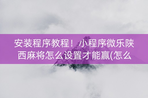 安装程序教程！小程序微乐陕西麻将怎么设置才能赢(怎么样来好牌)