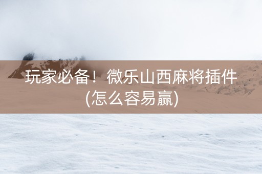 玩家必备！微乐山西麻将插件(怎么容易赢)