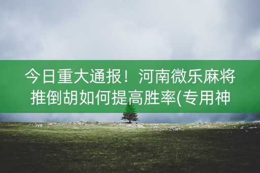 今日重大通报！河南微乐麻将推倒胡如何提高胜率(专用神器胡牌技巧)