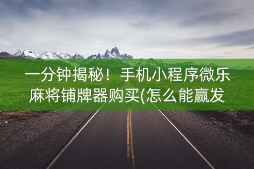 一分钟揭秘！手机小程序微乐麻将铺牌器购买(怎么能赢发牌规律)