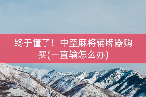 终于懂了！中至麻将辅牌器购买(一直输怎么办)