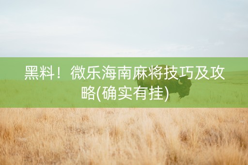 黑料！微乐海南麻将技巧及攻略(确实有挂)