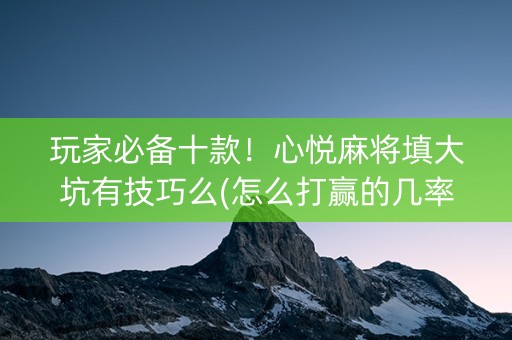 玩家必备十款！心悦麻将填大坑有技巧么(怎么打赢的几率大)