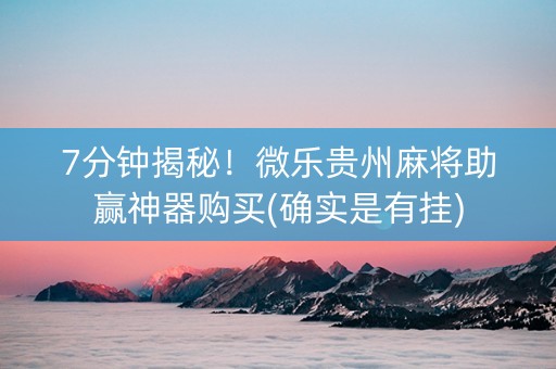 7分钟揭秘！微乐贵州麻将助赢神器购买(确实是有挂)