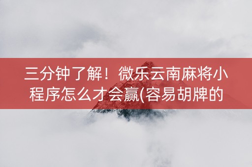 三分钟了解！微乐云南麻将小程序怎么才会赢(容易胡牌的技巧)