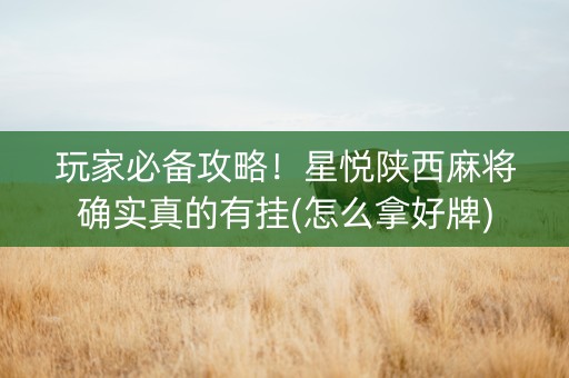 玩家必备攻略！星悦陕西麻将确实真的有挂(怎么拿好牌)