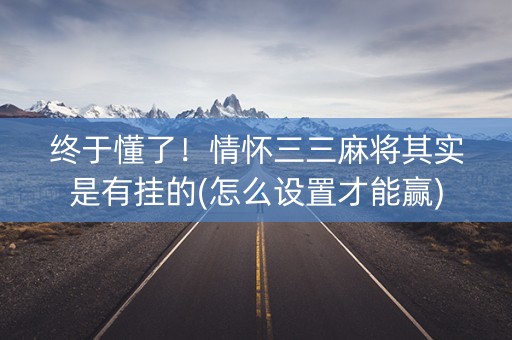 终于懂了！情怀三三麻将其实是有挂的(怎么设置才能赢)