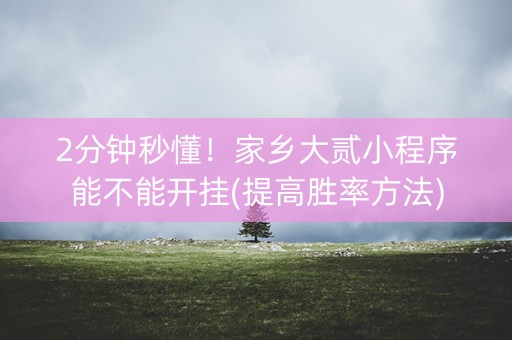 2分钟秒懂！家乡大贰小程序能不能开挂(提高胜率方法)