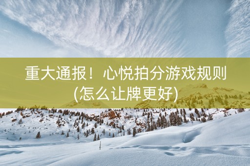 重大通报！心悦拍分游戏规则(怎么让牌更好)