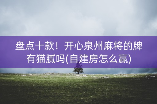 盘点十款！开心泉州麻将的牌有猫腻吗(自建房怎么赢)