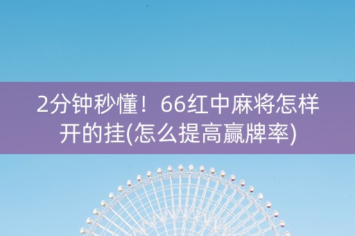 2分钟秒懂！66红中麻将怎样开的挂(怎么提高赢牌率)