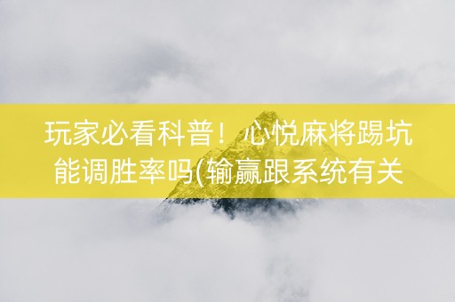 玩家必看科普！心悦麻将踢坑能调胜率吗(输赢跟系统有关系吗)