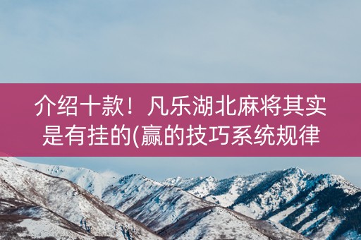 介绍十款！凡乐湖北麻将其实是有挂的(赢的技巧系统规律)