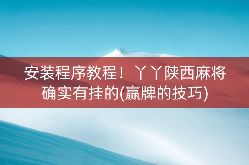 安装程序教程！丫丫陕西麻将确实有挂的(赢牌的技巧)