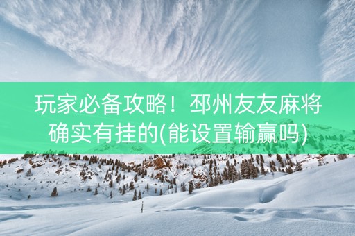 玩家必备攻略！邳州友友麻将确实有挂的(能设置输赢吗)