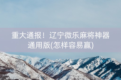 重大通报！辽宁微乐麻将神器通用版(怎样容易赢)