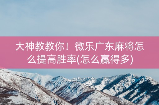 大神教教你！微乐广东麻将怎么提高胜率(怎么赢得多)