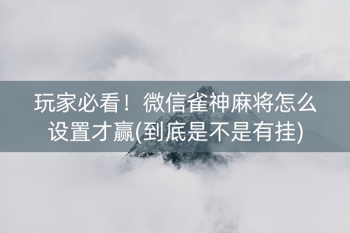 玩家必看！微信雀神麻将怎么设置才赢(到底是不是有挂)