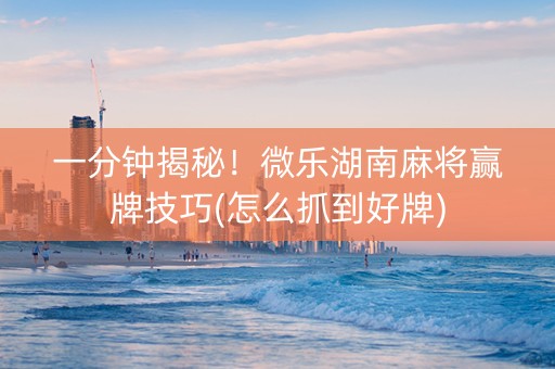 一分钟揭秘！微乐湖南麻将赢牌技巧(怎么抓到好牌)