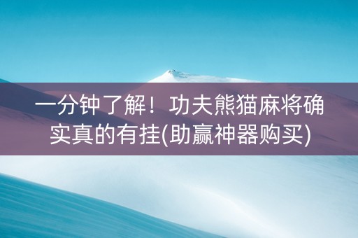 一分钟了解！功夫熊猫麻将确实真的有挂(助赢神器购买)