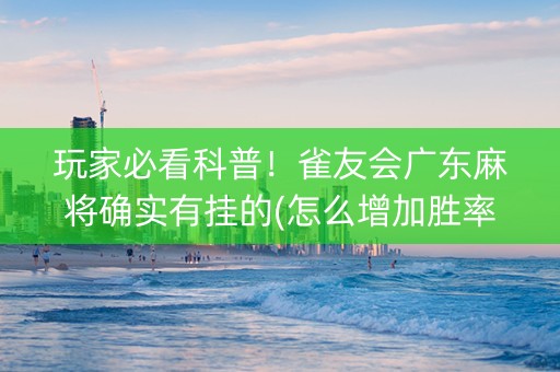 玩家必看科普！雀友会广东麻将确实有挂的(怎么增加胜率)
