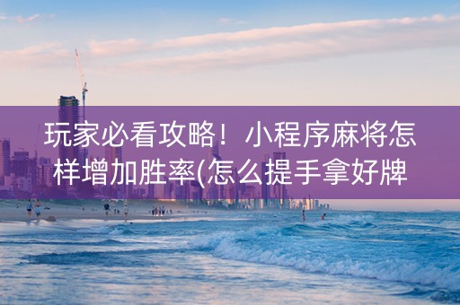 玩家必看攻略！小程序麻将怎样增加胜率(怎么提手拿好牌)