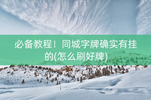 必备教程！同城字牌确实有挂的(怎么刷好牌)