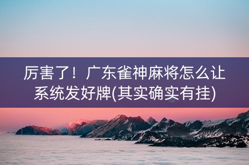 厉害了！广东雀神麻将怎么让系统发好牌(其实确实有挂)