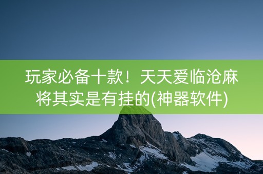 玩家必备十款！天天爱临沧麻将其实是有挂的(神器软件)