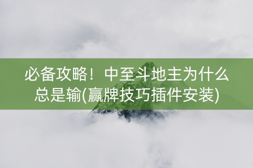 必备攻略！中至斗地主为什么总是输(赢牌技巧插件安装)