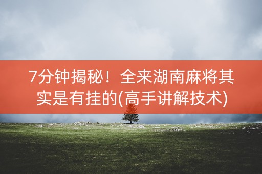 7分钟揭秘！全来湖南麻将其实是有挂的(高手讲解技术)