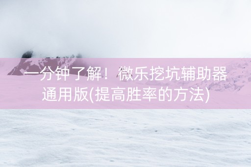 一分钟了解！微乐挖坑辅助器通用版(提高胜率的方法)