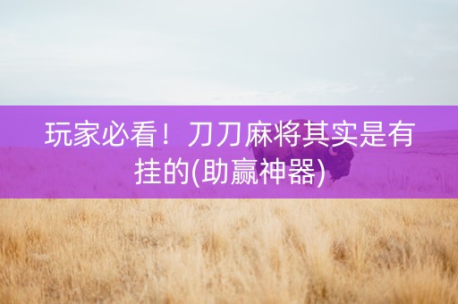 玩家必看！刀刀麻将其实是有挂的(助赢神器)