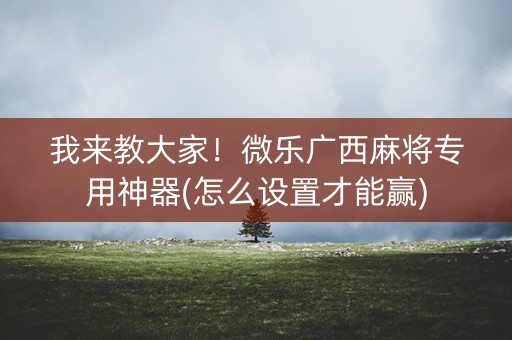 我来教大家！微乐广西麻将专用神器(怎么设置才能赢)